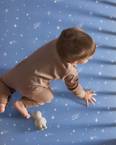 Pack and Play Sheets Fitted 3 Pack, Sheets, Blue Gray Planet - 第 6/7 張圖片