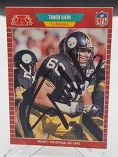 1989 Pro Set Tunch Ilkin Rookie #349 Pittsburgh Steelers Signed Autographed Card. rookie card picture