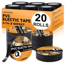 20 Pack Black Electrical Tape Waterproof, 3/4In x 60Ft, Bulk Pvc 3/4inx60ft
