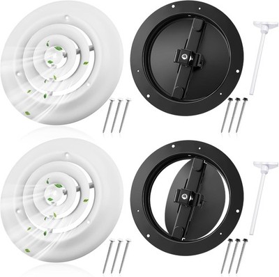 Black & White Round 6in Ceiling Diffuser Vent Cover Replacemnet (Set of 2)