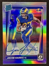 Jacob Harris 2021 Donruss Optic Rated Rookie On Card Auto Holo /125 Rams. rookie card picture