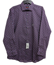 JF J Ferrar Men's Diamonds Button Up Dress Shirt Size L 16-16 1/2 32-33 Slim 50