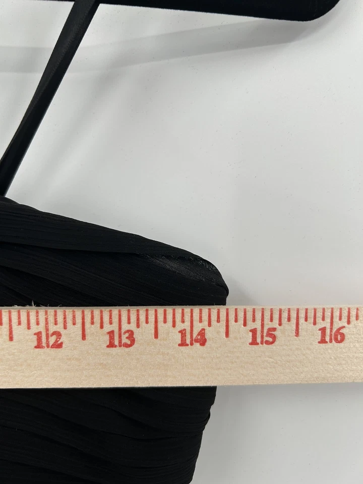 Vestido Max and Cleo Mujer 2 Negro Correa Plisado Corpiño Gasa Superposición Formal Foto 3 de 4