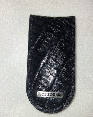 JOE BOXER Leather Magnetic Money Clip.  Rare, Find.  N.O.S. w/o Tags. Black