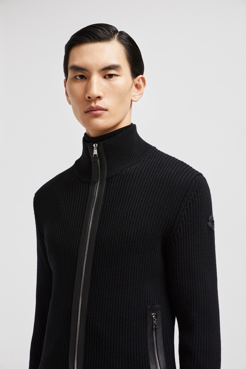 Moncler Black Wool Zip-Up Cardigan Size XXL thumbnail 4