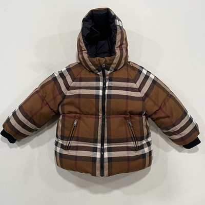 BURBERRY Kids' Childrens Check Reversible Puffer Jacket In Birch