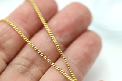 Genuine 18ct 18k 750 Yellow Gold Curb Kerb Chain Necklace 47.5cm 3.5g- Free Post