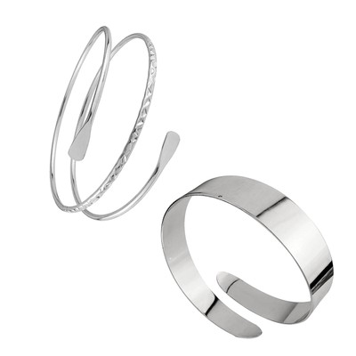 2 Stück Oberarm Armband Manschette Armreif Minimalistisch Gold Metall Spule Arm Cuff Bracelet