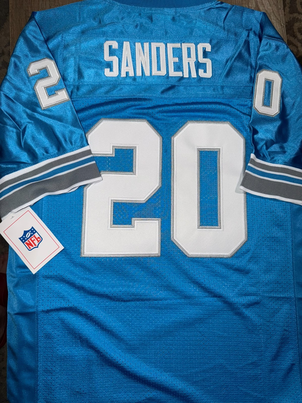 BRAND NEW #20 Barry Sanders THROWBACK Blue DETROIT LIONS Jersey Size XL
