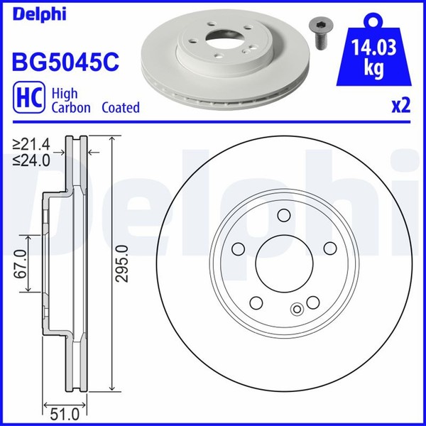 2X Delphi Bremsscheibe BG5045C FüR Mercedes Klasse W177 V177 Sports Tourer W247-image