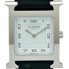 HERMES H Watch HH1.510 White Stainless Steel Quartz #591