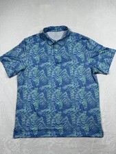 Vineyard Vines Shirt Large Polo Blue Palm Print Performance Golf