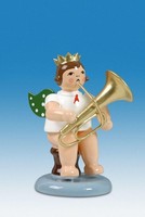 Engelmusikant Engel Sitzend Mit Tuba Mit Krone HöHe Ca 6 Cm NEU Erzgebirge Holz