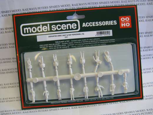 Modelscene 5201 Unpainted Army, Navy & RAF Personnel (pack 15) OO Gauge