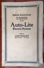 1917 1918 1919 Chevrolet Special Instructions Auto-lite Electric System Manual