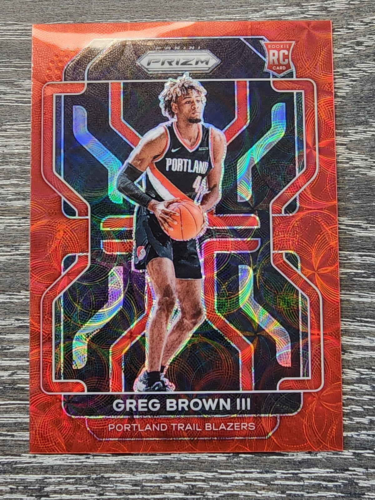 Greg Brown III 2021-22 Panini Prizm Choice Red Prizm /88 POR TRAILBLAZERS