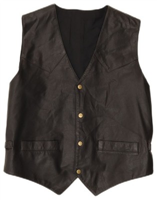 VINTAGE Herren Leder Weste IT 50 Medium Schwarz DE26