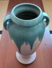 Roseville Pottery "Carnelian I"  C. 1910 Floor Vase Turquoise Green Drip 18.5"