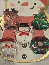 Christmas 5 Claw Hair Clips Reindeer Christmas Tree Snowman Santa Wreath
