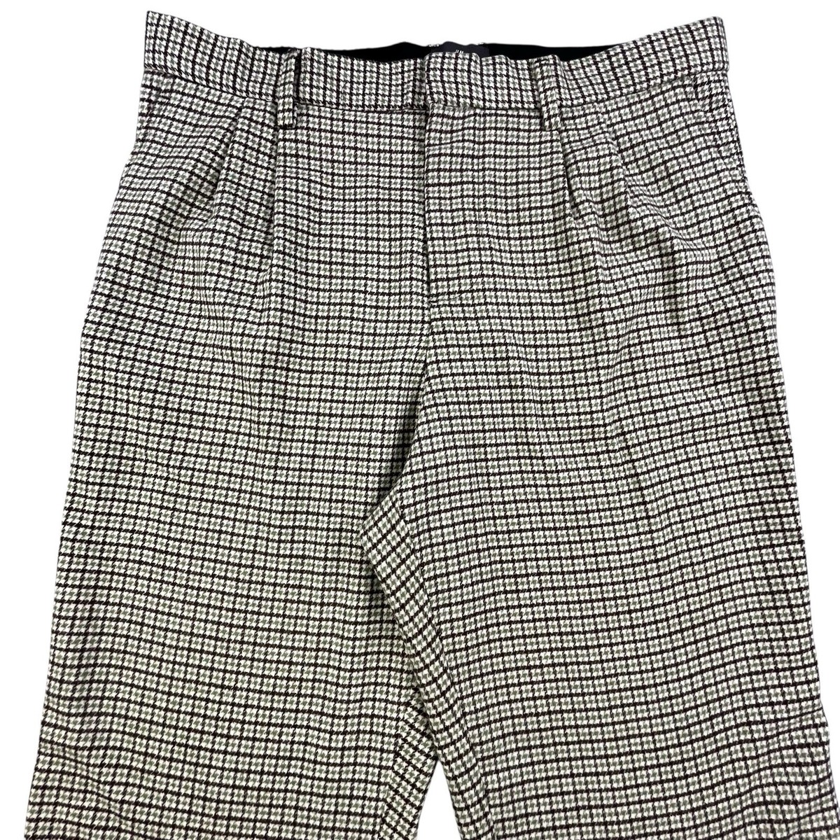 H&M Dress Pants Mens 36x31 Houndstooth Plaid Wool Blend Trousers Relaxed Fit