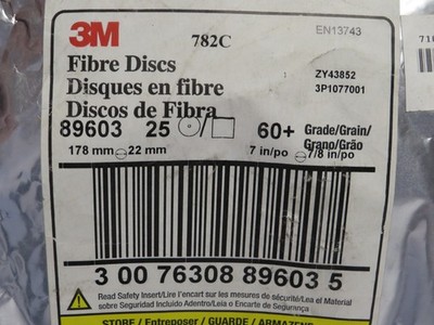 25 ) 3M 782C GL QUICK CHANGE DISC 89603- 7 IN DIAMETER CERAMIC DISC 60+ GRIT