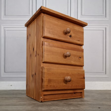 Vintage Pine Bedside Cabinet - Three Drawer Table - Rustic - Upcycle Shabby Chic