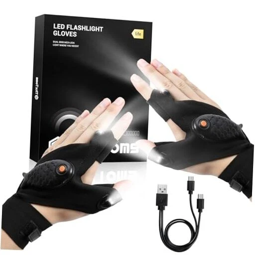 Flashlight Gloves Rechargeable, Fathers Day Birthday for Men Husband