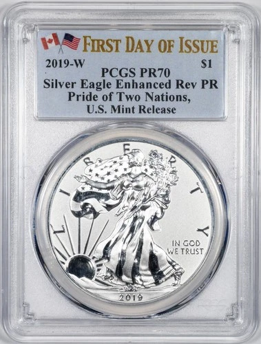 2019-W PCGS PR70 Enhanced Reverse Proof American Silver Eagle .999 1 oz