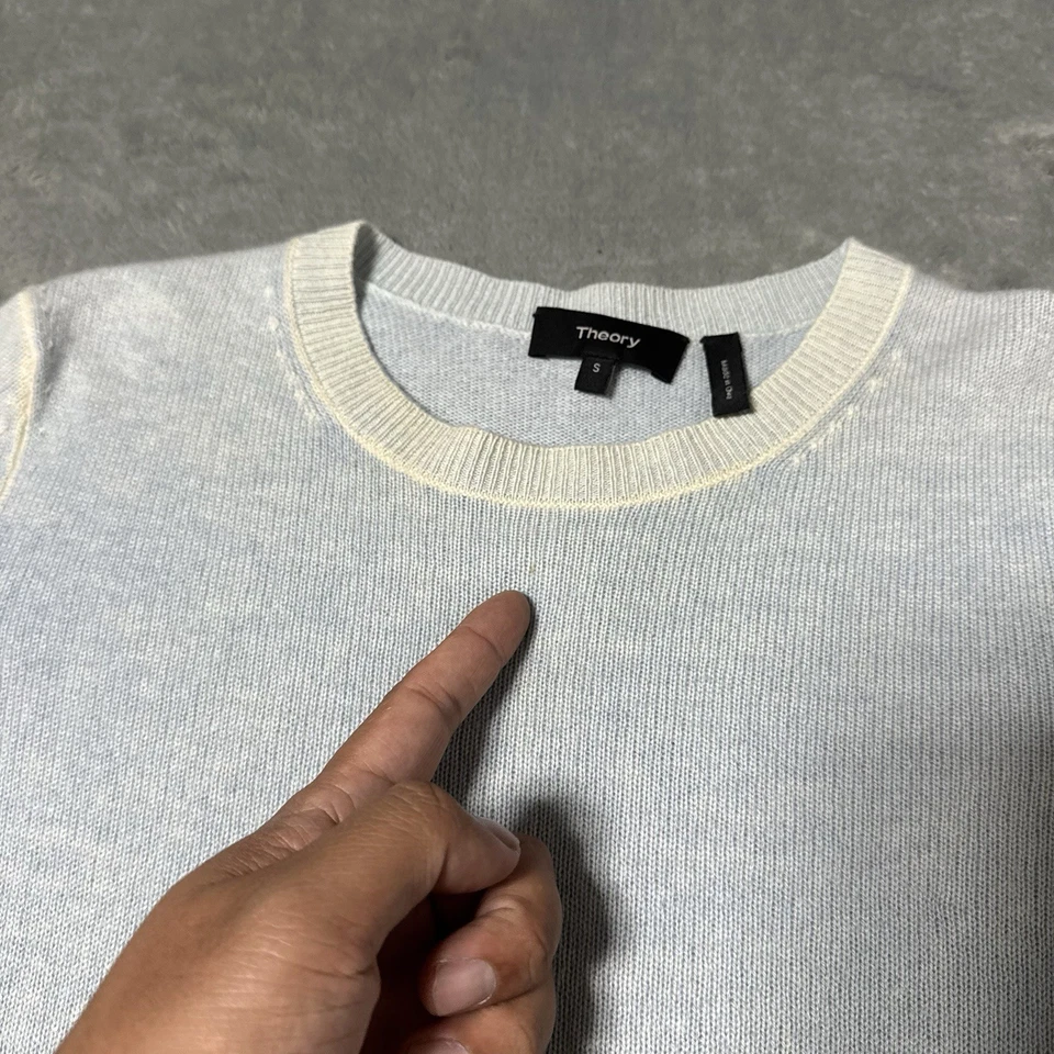 Theory Womens Wool Cashmere Blend Baby Blue Tshirt Size Small - Image 3 of 4