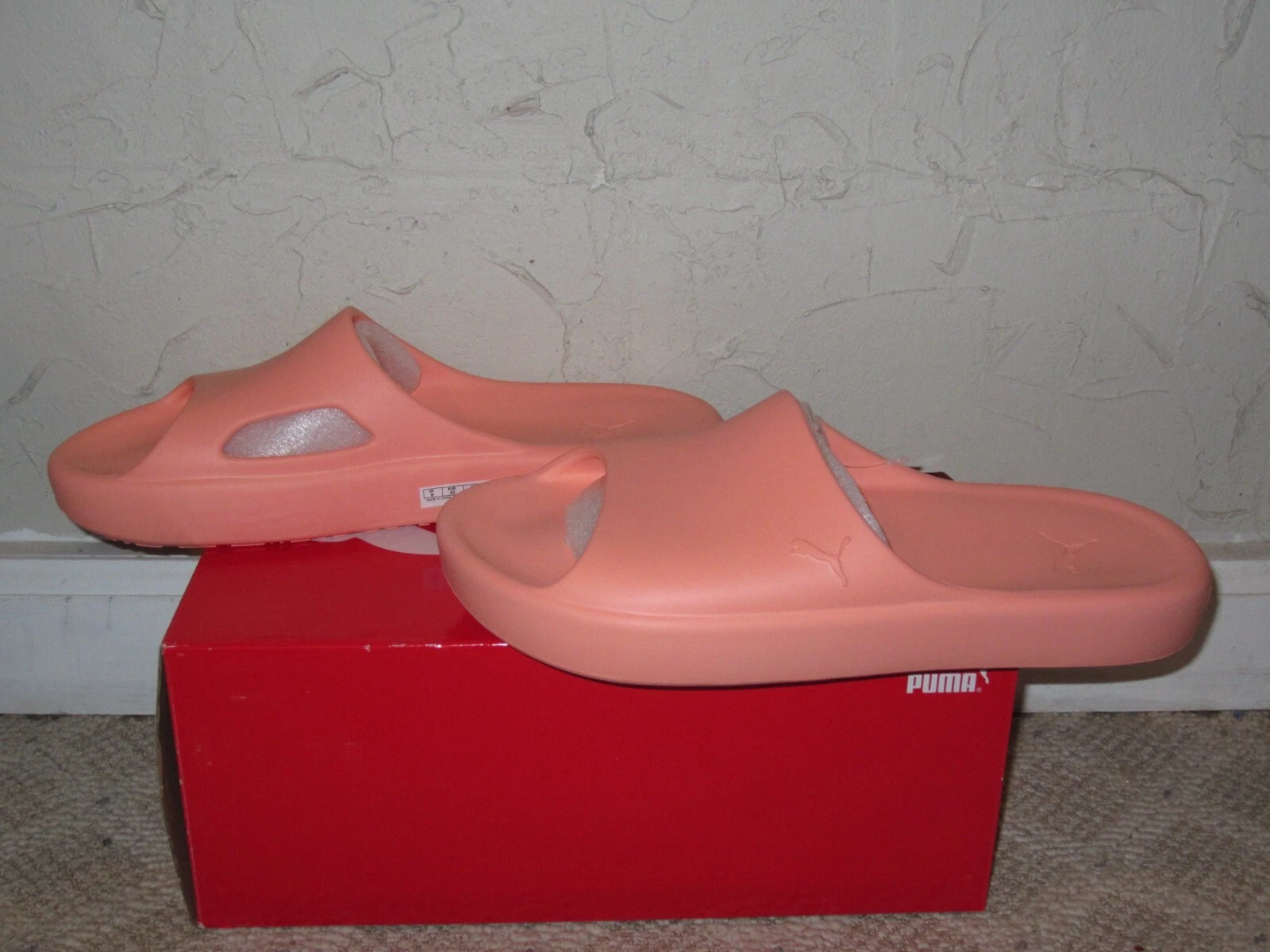 PUMA Shibui Cat Slide rosa pesca da uomo taglia 10 NUOVO! Sandalo 385296 04