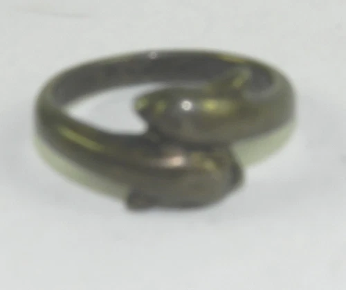 VTG .925 Silver Double Dolphin Ring Patina Size 6 Womens 16.5mm Polish B122