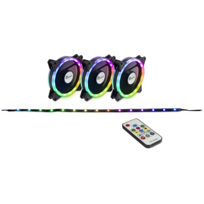 Fan Set Argus RS-04 3x 120mm LED(RGB), RF PC Gehäuse Lüfter Set AURA FUSION komp