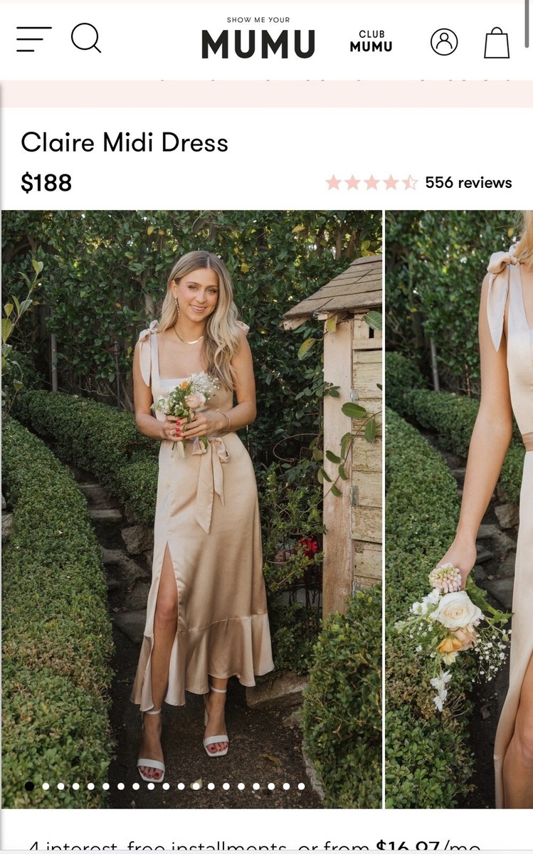 Show Me Your Mumu Claire Midi Dress Champagne Luxe Satin Size Medium  Bridesmaid | eBay
