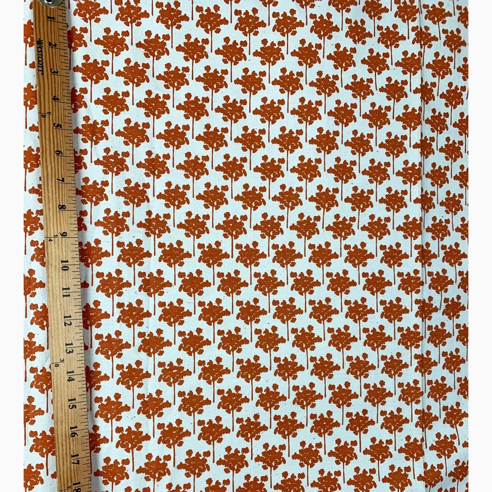 Marimekko Vintage Presiosa Naranja Flor Árboles 100% Algodón Tela Escandinavia Foto 4 de 4
