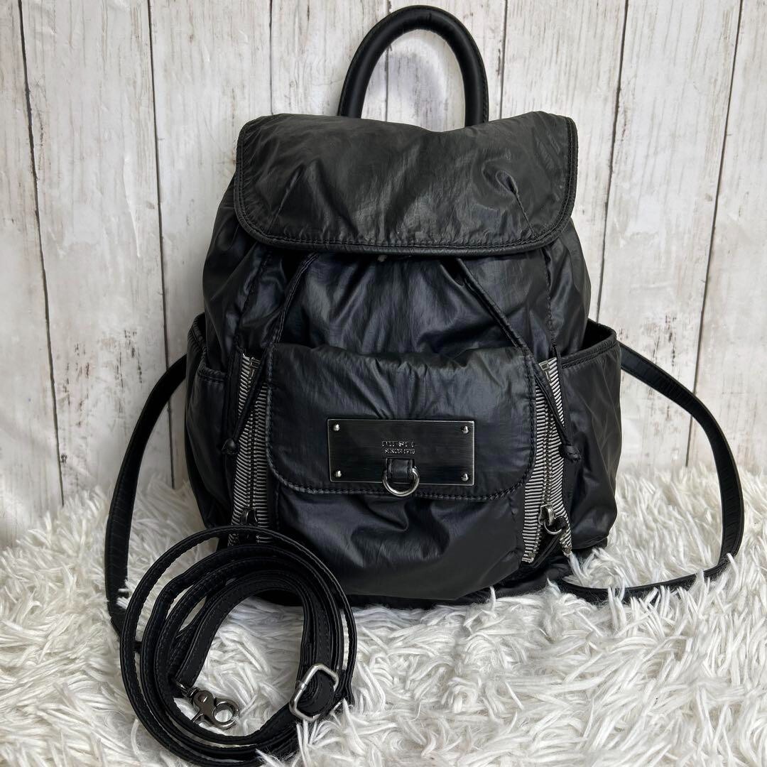 Diesel 2-Way Backpack Shoulder Bag Black Silver Logo JAPAN