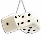 Zone Tech Pair White Hanging Mirror 2.75'' Plush Fuzzy Keychain Vintage Car Dice