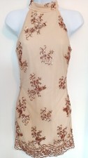 PARISIAN Nude & Rose Gold Sequin Mini Bodycon Party Dress UK 8 BNWT