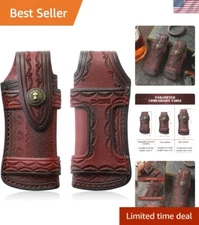Compact Leather Knife Sheath for 5 Inch Folding Knives - Secure Button Closure