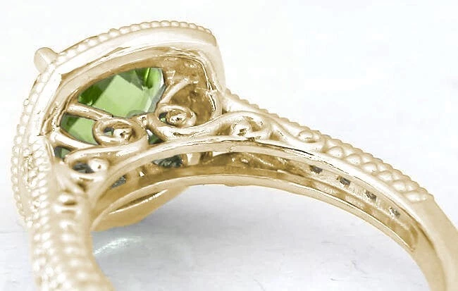 1.04ct Natürlich Rund Diamant 14K Gelbgold Peridot Jubiläum Hochzeit Ring - Bild 4 von 4