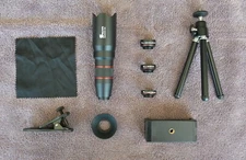 Selvim Phone Camera Lens Kit 4 in 1. Open Box. w carry case.  22X tele, etc