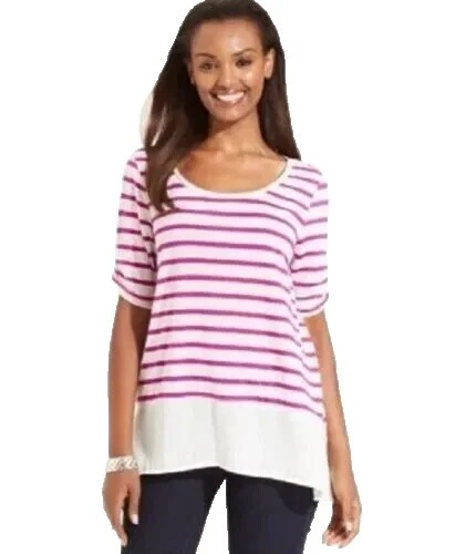 Linen Petites Striped Tops for Women