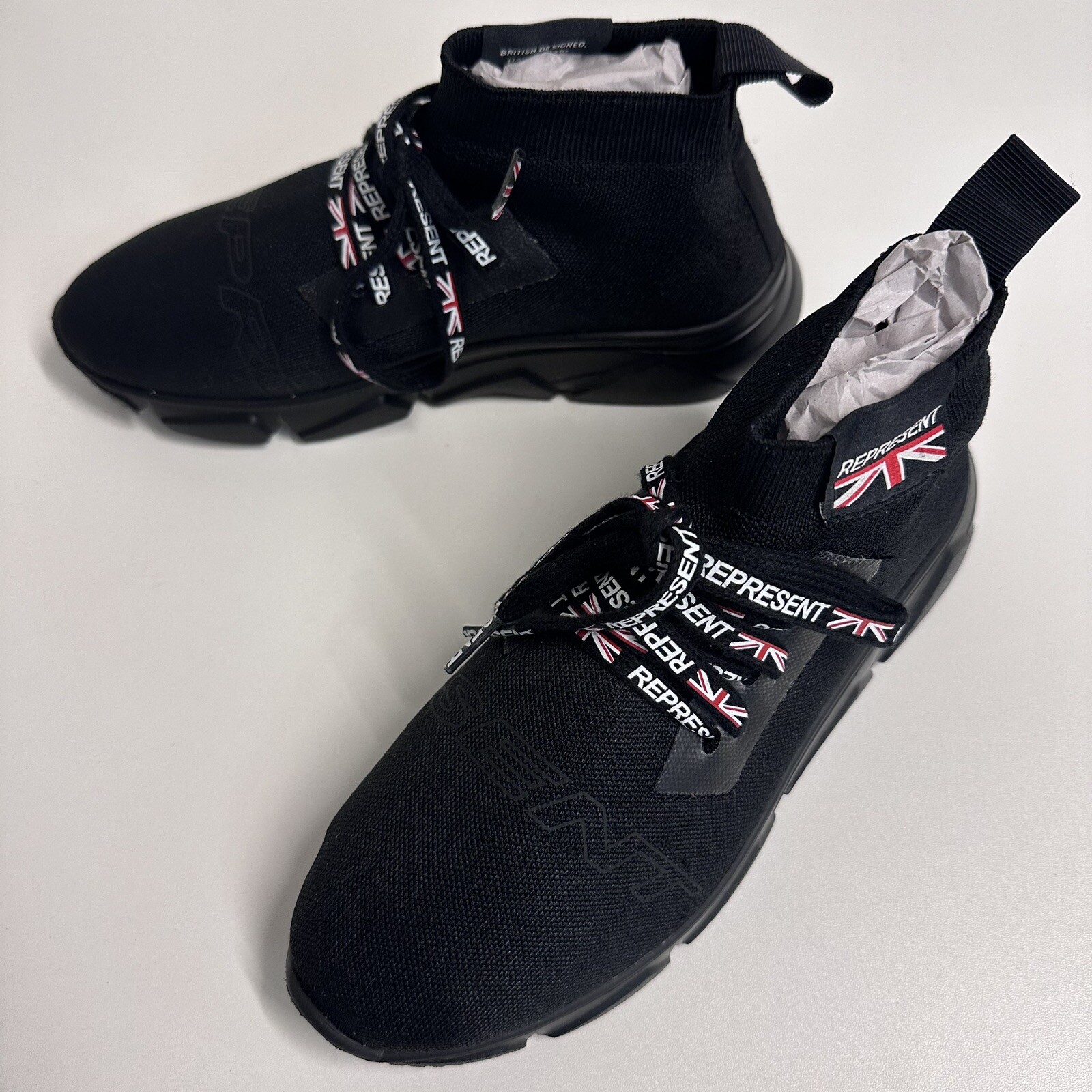 REPRESENT Womens UK 3 Ladies Racer Sneaker Black Trainers Shoes (UK3/EU36/US5)
