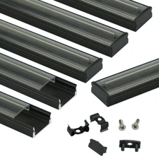 Muzata 6Pack 3.3FT/1M Black Aluminum LED Channel System with Clear Cover U1SW