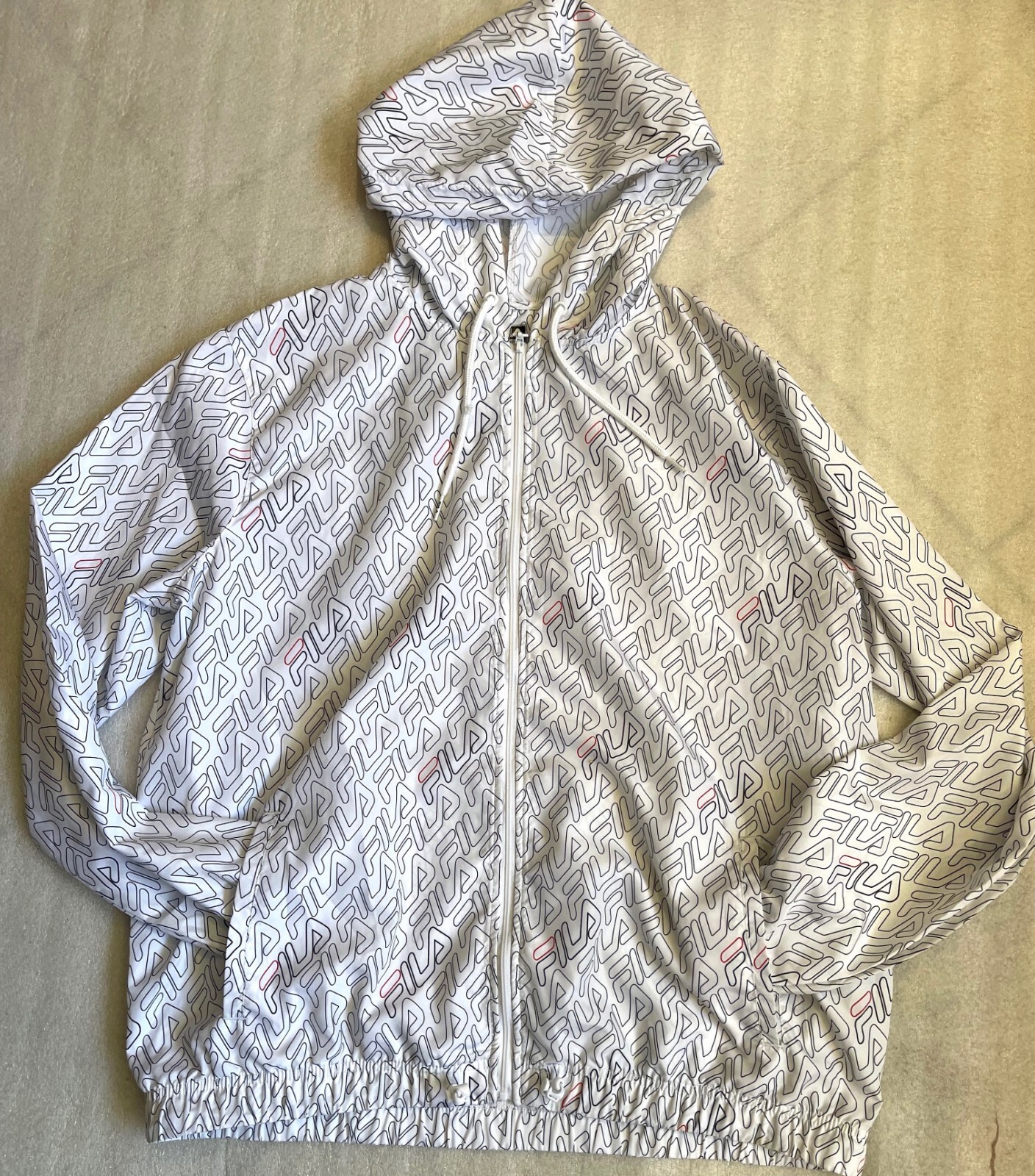 FILA FELPA CON CAPPUCCIO ANTERIORE CON CERNIERA LEGGERA XL DONNA BIANCA CON LOGO NUOVA SENZA ETICHETTE