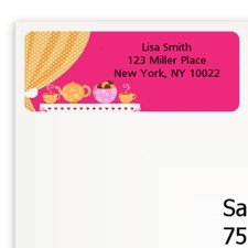 Tea Party Birthday Party Personalized Return Address Stickers - 27 labels