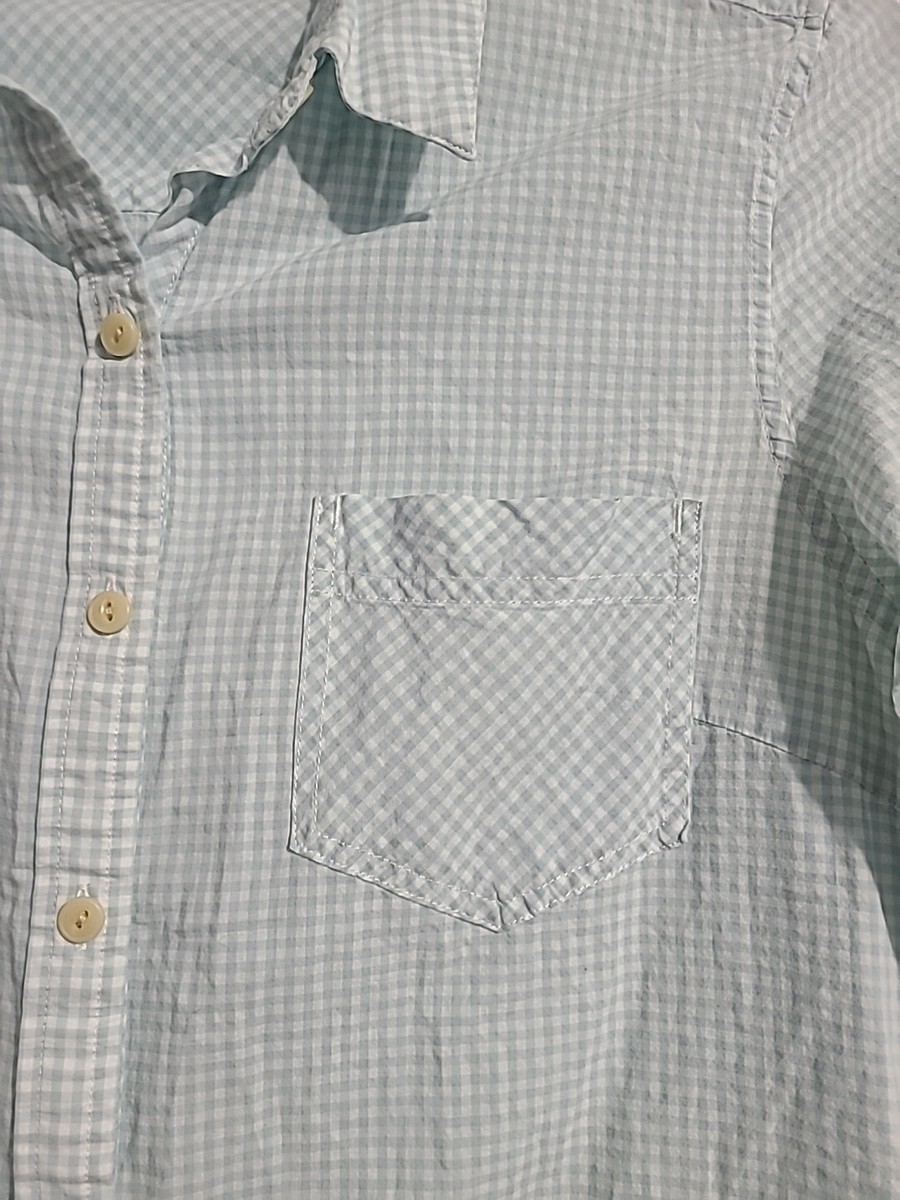 Patagonia Button Up Shirt Long Sleeve Blue & White Gingham