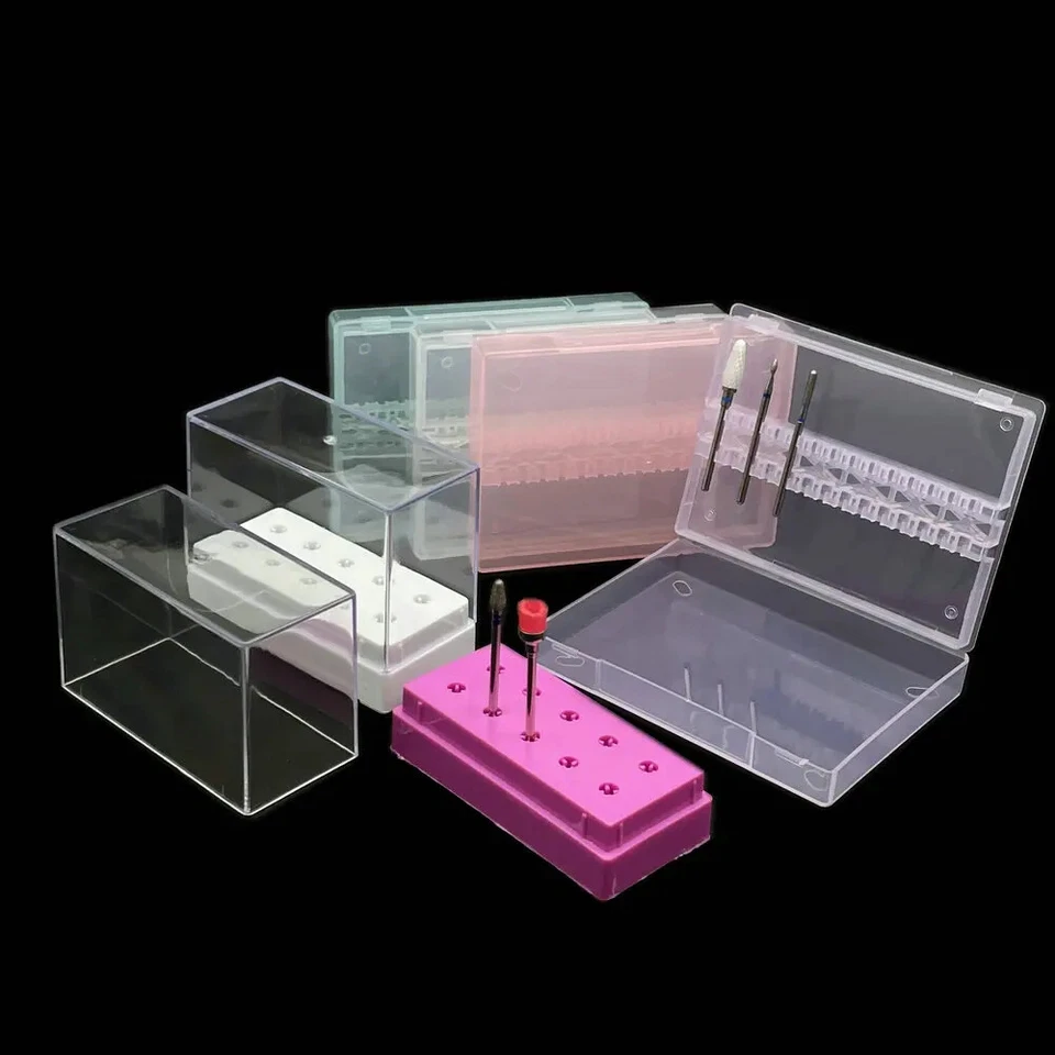 10/20/30 Slots Clear Storage Box for Nail Drill Bit Files Nail Accessorie Tools - Image 2 of 4