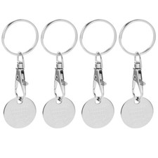 4Pcs Keychain Cart Token Stainless Steel Shopping Coin Quarter Key Rings Trolley