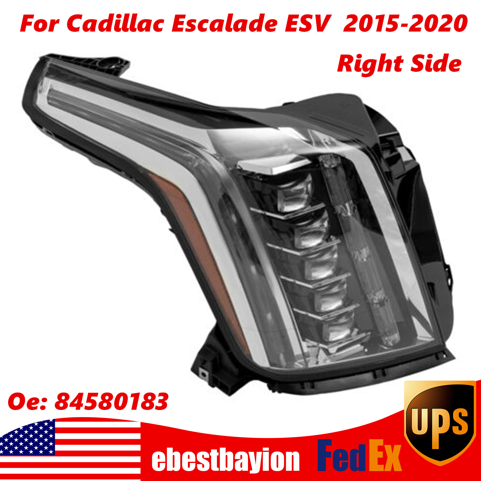For 2015-2020 Cadillac Escalade ESV LED Headlight Passenger Projector Headlamp