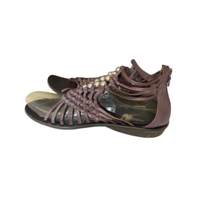 B. Makowsky Lavender Leather Flats Shoes Open-toes Size 9.5M